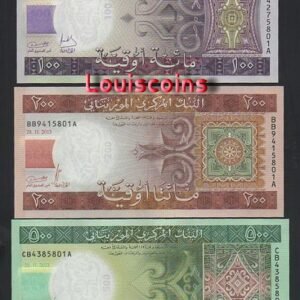 983-1 B983-MAURITANIA-2011-15茅利塔尼亞紙幣,3張一組(856)