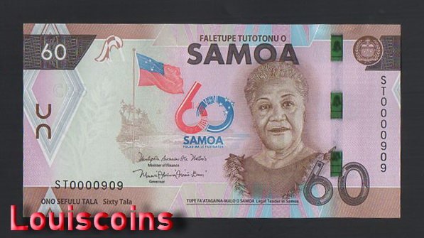 986-1 B986-SAMOA-2023薩摩亞紀念鈔票-60 Tala(998)