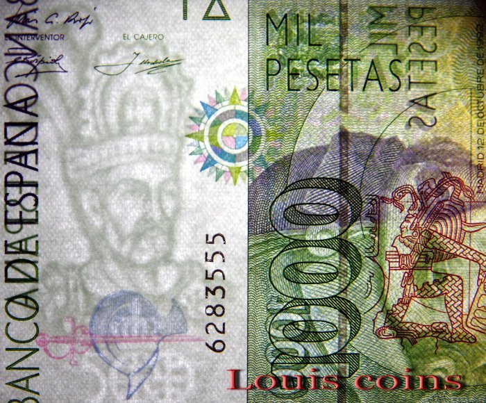 990-3 B990-SPAIN-1992西班牙紙幣 1000 Pesetas(B)
