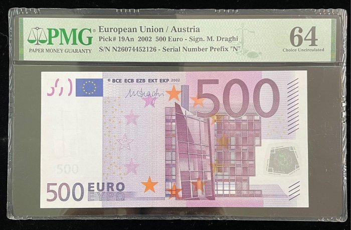 994-1 B994-EUROPEAN CENTRAL BANK-2002歐盟紙幣-500 euro(O)