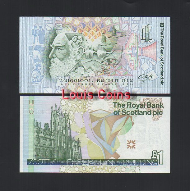 B1031-SCOTLAND-1992.94.97.99蘇格蘭紀念紙幣,1 Pound（4張一標）(636)