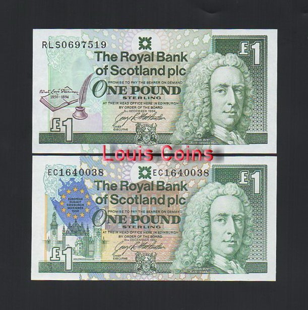 B1031-SCOTLAND-1992.94.97.99蘇格蘭紀念紙幣,1 Pound（4張一標）(636)