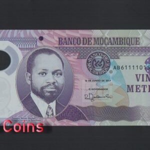 1034-1 B1034-MOZAMBIQUE-2011 & 2017莫三比克塑膠紙幣,20 Meticai(638)