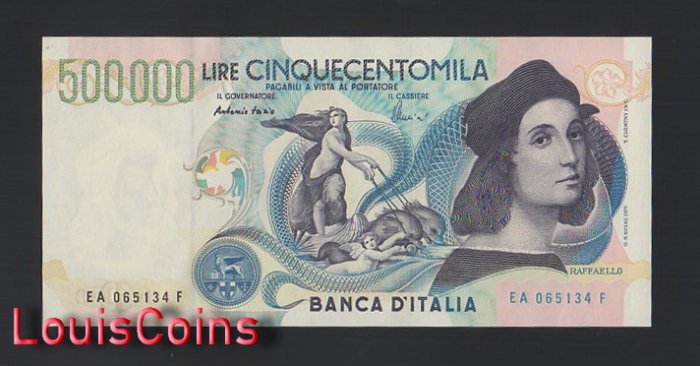 106-1 B106-ITALY-1997義大利鈔票-500.000 Lire(O)