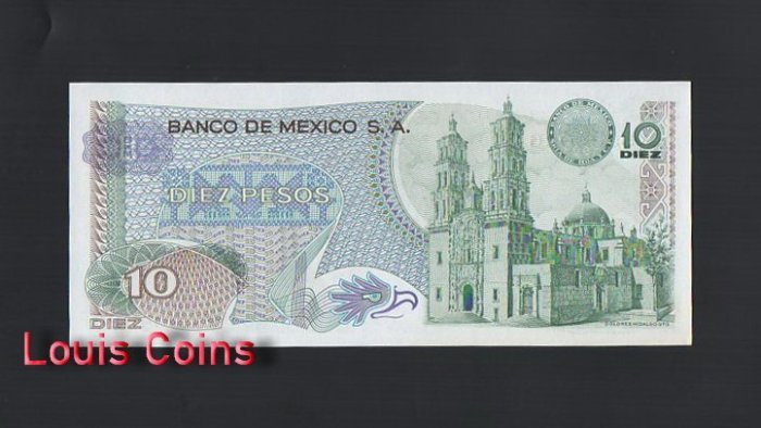 1060-2 B1060-MEXICO-1969-1977墨西哥紙幣,10 Pesos(BO)