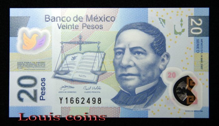 1062-1 B1062-MEXICO-2017墨西哥塑膠鈔20 Pesos(589)