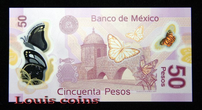 1063-2 B1063 MEXICO 2012-2017墨西哥塑膠鈔 50 Pesos(885)
