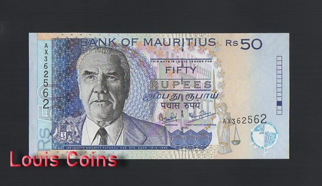1070-1 B1070-MAURITIUS-1999-2009模里西斯(毛里求斯)紙幣,50 Rupees(1116)