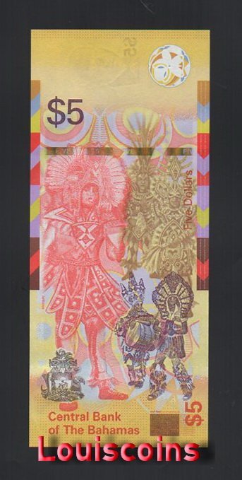 1077-2 B1077-BAHAMAS-2020巴哈馬鈔票-5 Dollars(B)