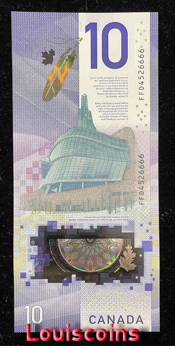 1078-2 B1078-CANADA-2018加拿大塑膠紀念鈔-10 dollars(381)