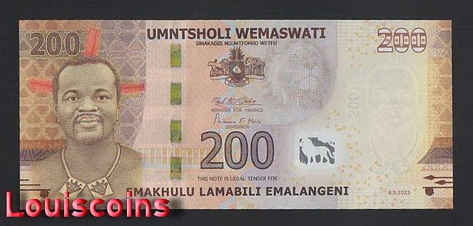 B1086-ESWATINI-2023史瓦帝尼(史瓦濟蘭)紙幣,200 Emalangeni(B)