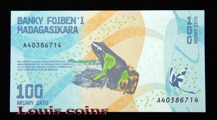 B1088-MADAGASCAR-ND-2017馬達加斯加紙幣100 Ariary（B))