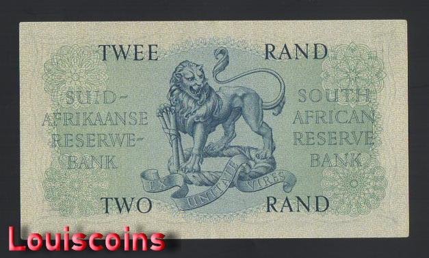 B1094-SOUTH AFRICA-1961-65南非紙幣-2 Rand(O)