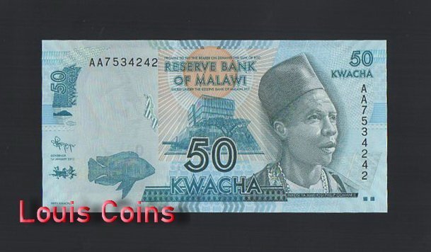 1097-1 B1097-MALAWI-2012馬拉威紙幣,50 Kwacha(157)