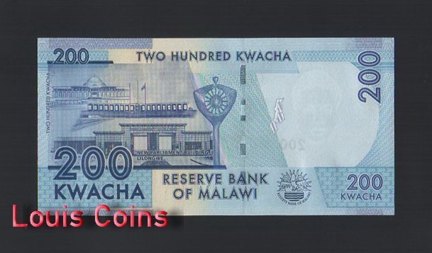 1099-2 B1099-MALAWI-2012馬拉威紙幣,200 Kwacha(655)