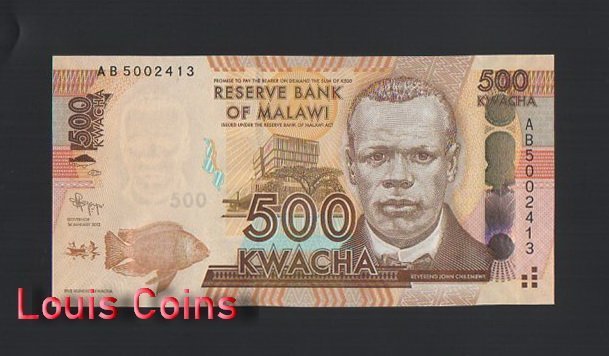 1100-1 B1100-MALAWI-2012馬拉威紙幣,500 Kwacha(657)
