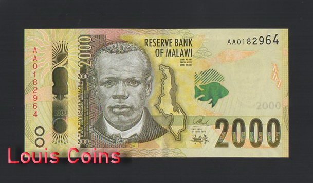 B1102-MALAWI-2016 & 2018馬拉威紙幣,2000 Kwacha（588）