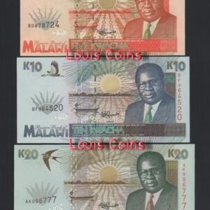 1103-1 B1103-MALAWI-1995馬拉威紙幣,3張一組(B)