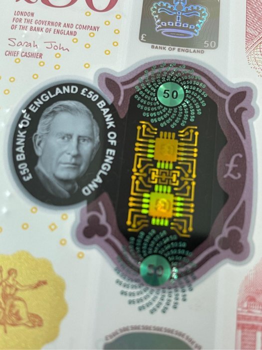 1105-3 B1105-GREAT BRITAIN-2024英國塑膠鈔票-50 Pounds(B)