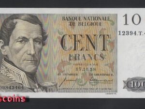 B1108-BELGIUM-1952-59比利時紙幣,100 Francs(BO)