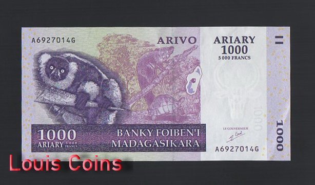B1114-MADAGASCAR-2004馬達加斯加紙幣,1.000 Ariary(330)