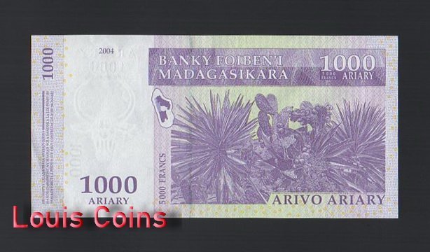 B1114-MADAGASCAR-2004馬達加斯加紙幣,1.000 Ariary(330)