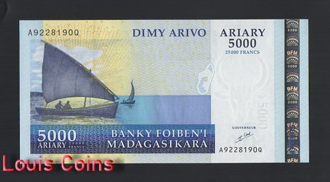 B1115-MADAGASCAR-ND (2003-2015)馬達加斯加紙幣,5.000(332)