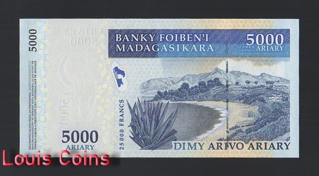 B1115-MADAGASCAR-ND (2003-2015)馬達加斯加紙幣,5.000(332)