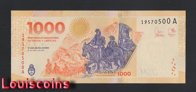 B1121-Argentina-ND (2023)阿根廷紙鈔-1000 Pesos（612）