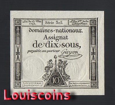 1128-1 B1128-FRANCE-1793法國紙鈔.10 Sous(O)