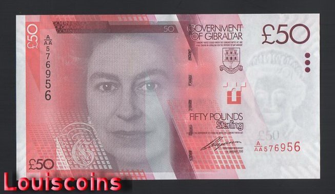 B1129-GIBRALTAR-2019直布羅陀紙幣,50 Pounds Sterling(BO)