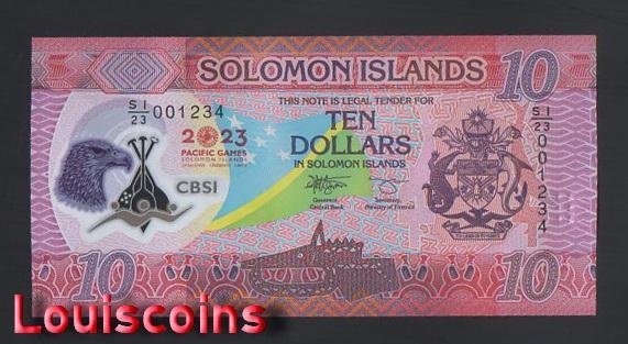 1131-2 B1131-SOLOMON ISLANDS-2023所羅門群島塑膠紀念紙幣,10 Dollars(1112)