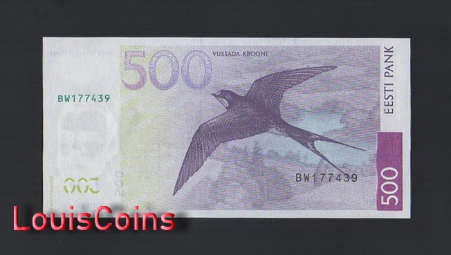 B1133-ESTONIA-2000-愛沙尼亞紙幣-500 Krooni(B)