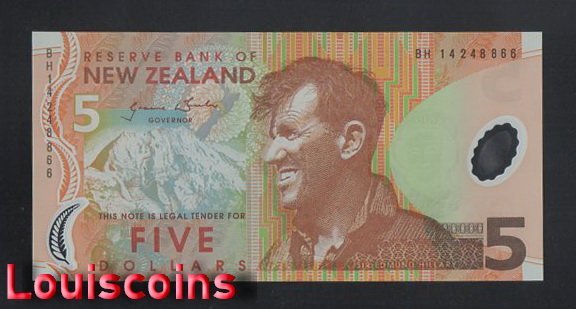 1141-1 B1141-NEW ZEALAND-1999-201紐西蘭塑膠鈔,5 Dollars(B)