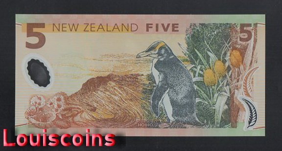 1141-2 B1141-NEW ZEALAND-1999-201紐西蘭塑膠鈔,5 Dollars(B)