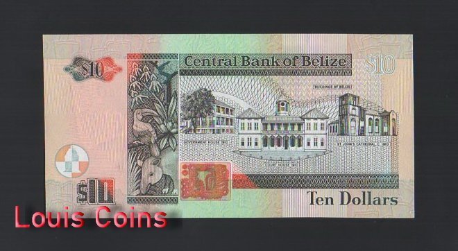 1142-2 B1142-BELIZE-2001貝里斯(伯利茲)紙幣,10 Dollar(O)