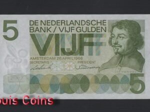 1155-1 B1155-NETHERLANDS-1966荷蘭紙幣,5 Gulden(O)