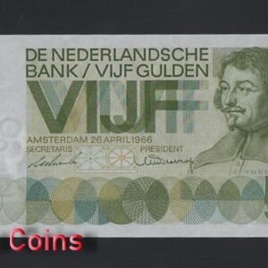 B1155-NETHERLANDS-1966荷蘭紙幣,5 Gulden(O)