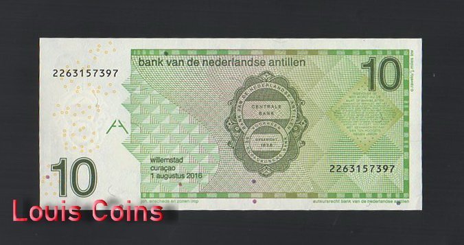 1156-2 B1156-NETHERLANDS ANTILLES-2016荷屬安地列斯紙幣,10(373)