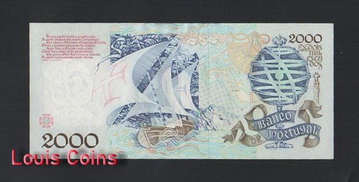1159-2 B1159-PORTUGAL-1991葡萄牙紙幣,2.000 Escudos(O)