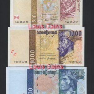 1161-1 B1161-PORTUGAL-1995-2000葡萄牙紙幣,全套5張(O)