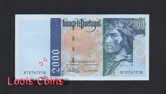 1164-1 B1164-PORTUGAL-1995-2000葡萄牙紙幣,2.000 Escudos(B)