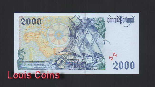 1164-2 B1164-PORTUGAL-1995-2000葡萄牙紙幣,2.000 Escudos(B)