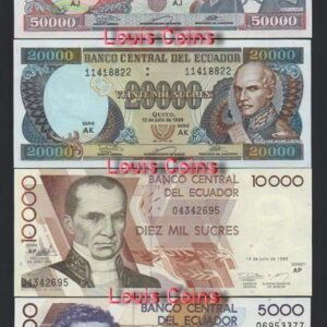 1169-1 B1169-ECUADOR-1999厄瓜多紙幣-4張一組(1113)