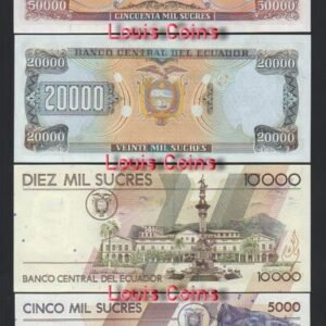 1169-2 B1169-ECUADOR-1999厄瓜多紙幣-4張一組(1113)