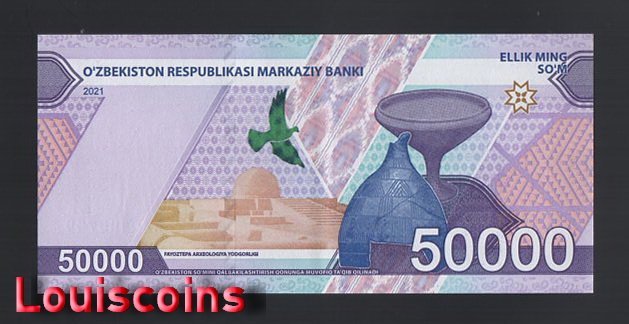 1176-2 B1176-UZBEKISTAN-2021烏茲別克紙幣50.000 Som(1044)