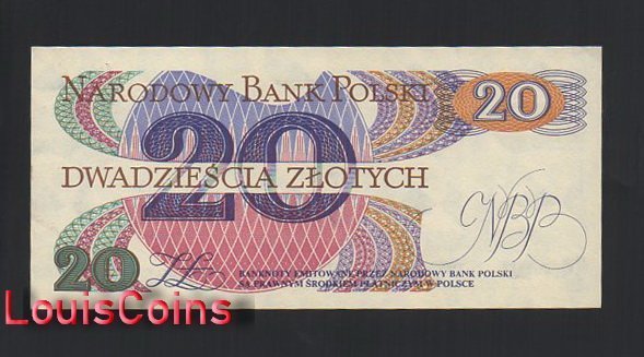 1179-2 B1179-POLAND-1982波蘭紙幣,20 Złotych(B)