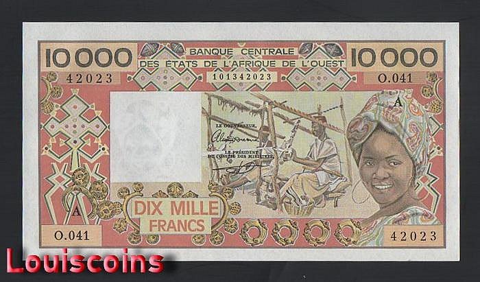 1181-1 B1181-WEST AFRICAN STATES-1977-92西非象牙海岸紙幣-10000(O)