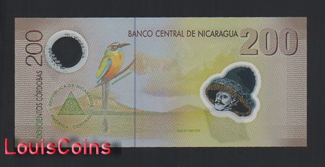 B1186-NICARAGUA-2007尼加拉瓜塑膠紙幣,200 Cordobas（B）