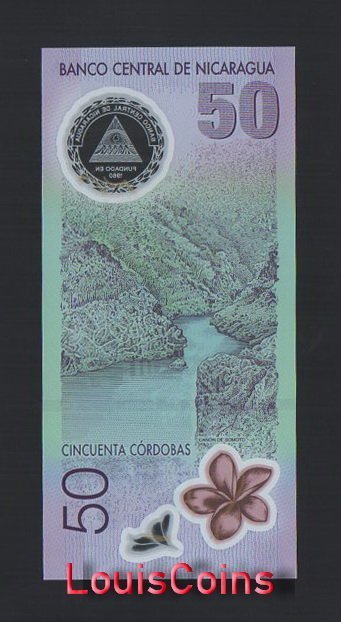 B1189-NICARAGUA-2007尼加拉瓜塑膠紀念紙幣,50 Cordobas(355)